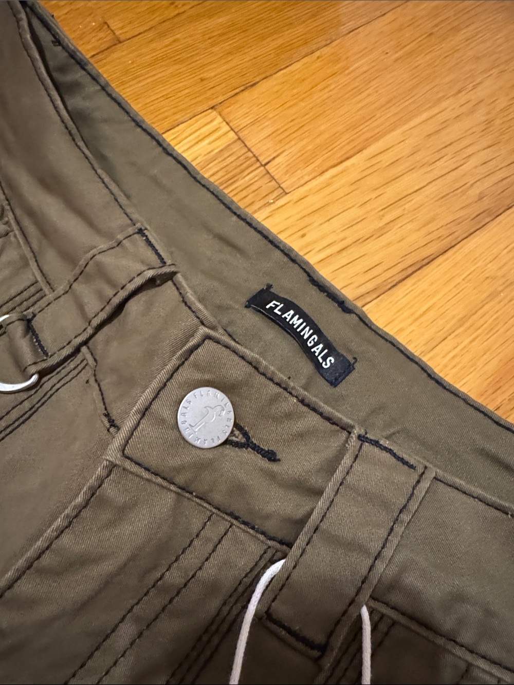Olive Green Women's y2k Pants - Picture 3 of 4